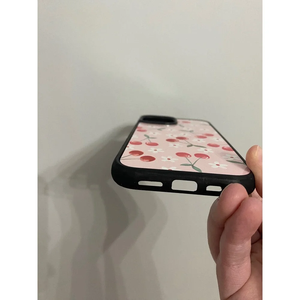Phone Case iPhone 15 Pink Cherry Floral Print Coquette Protective Cover